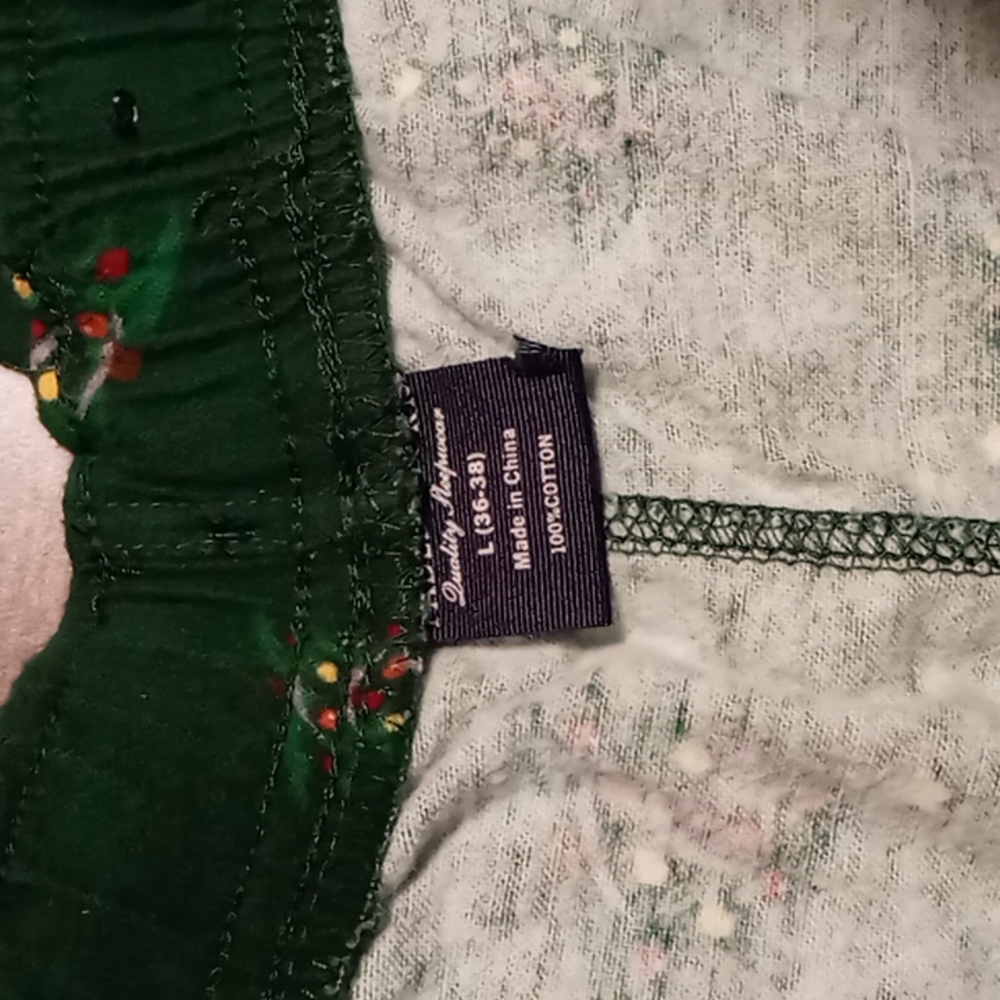 Mens Green Christmas Tree Pants w Button Fly L - Picture 4 of 4